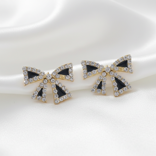 Crystal bow earrings detail shot