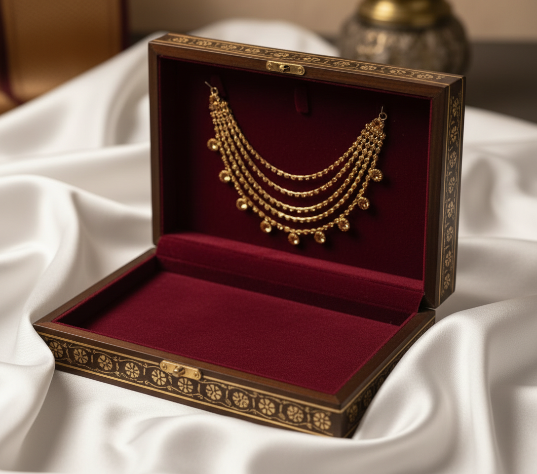 Gold Necklace Silk Background