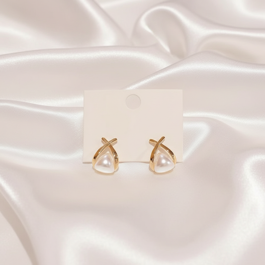 Pearl Earrings Card Silk Background