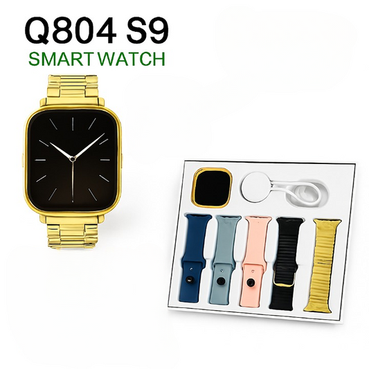 Q804Golden Color with 7 Straps & Original Metal Strap