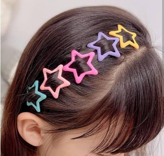 Pack Of 4 Star Shape Hair Clips For Girls – Cute And Colorful Hair Accessories For Kids