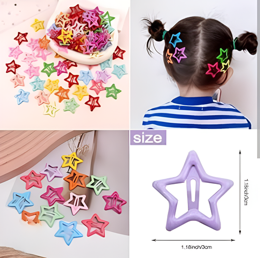 Pack Of 4 Star Shape Hair Clips For Girls – Cute And Colorful Hair Accessories For Kids