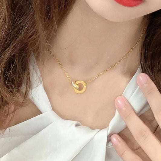 QCT-175 Roman Circle Stainless Steel Necklace – Elegant Jewellery, Stylish Accessory for Women