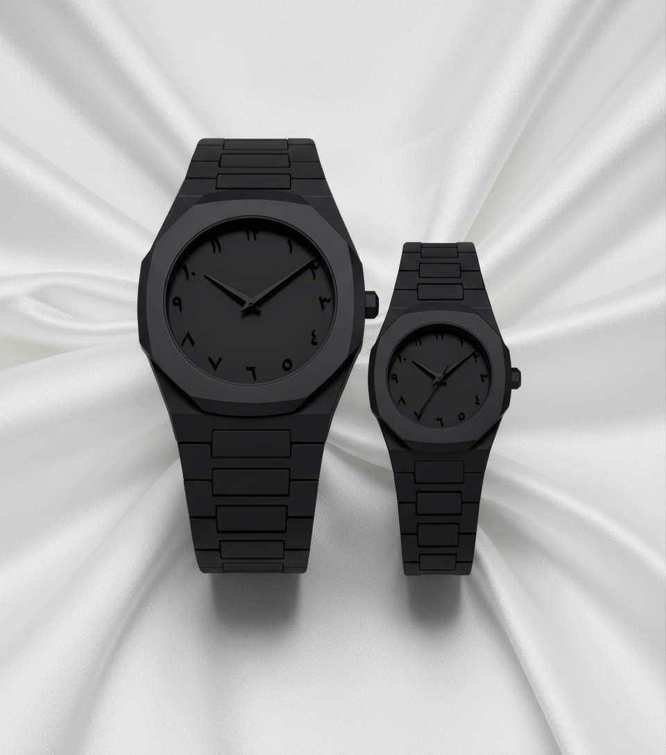 Black Aura Couple Watch – Elegant Matching Timepieces, Stylish Fashion Accessories for Men and Women
