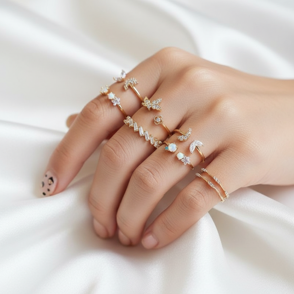 Butterfly Moon Rings Silk Background