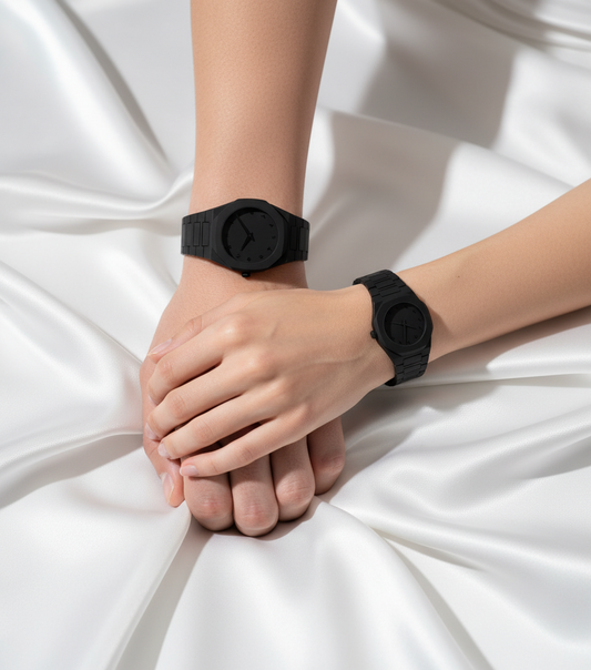 Black Aura Couple Watch – Elegant Matching Timepieces, Stylish Fashion Accessories for Men and Women