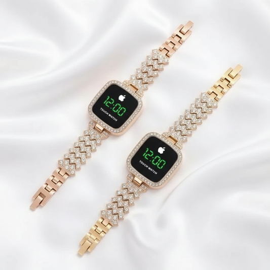 Diamond Smartwatches on White Silk Background