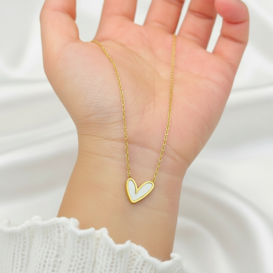 Gold Heart Necklace - Hand View (Clean)