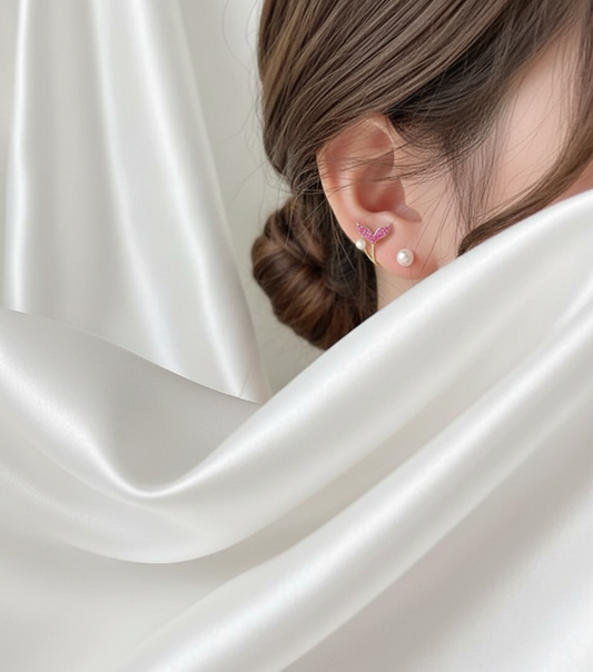 Mermaid Tail Earring - Pink Crystal
